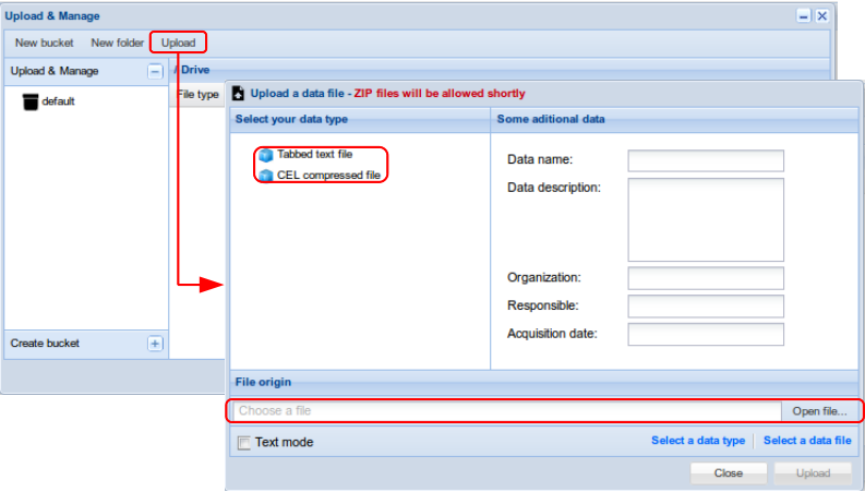  Upload your data