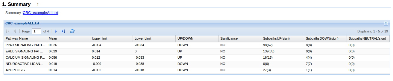 summary table